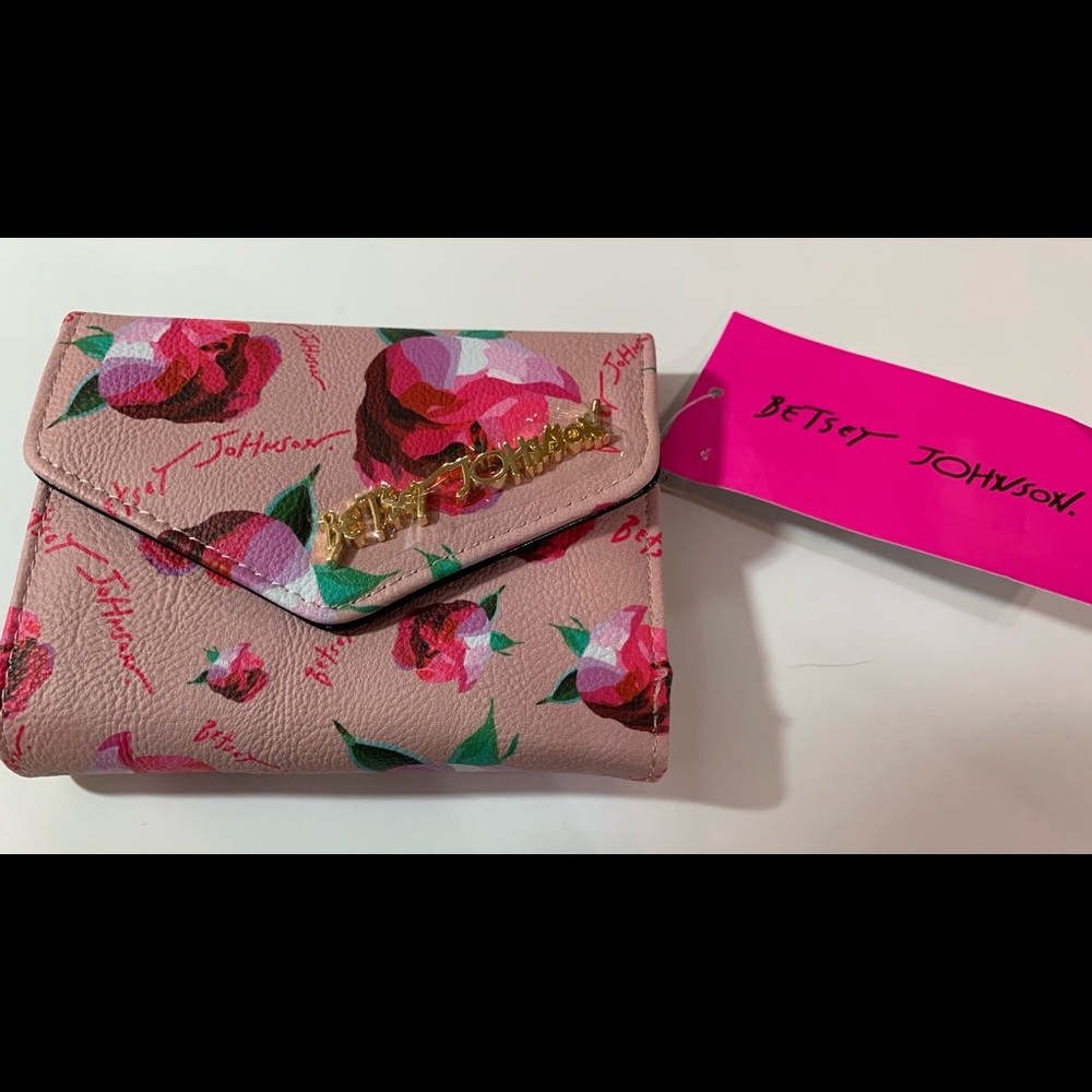 Betsey Johnson Pink Floral Flap Trifold Wallet